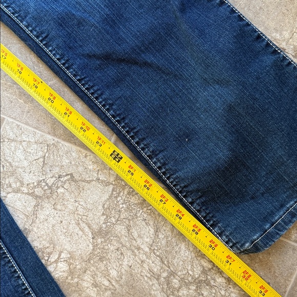 Cute baby wrangler Boot cut 13/14 X 34 western Blue dark wash Jeans like new - Picture 6 of 14